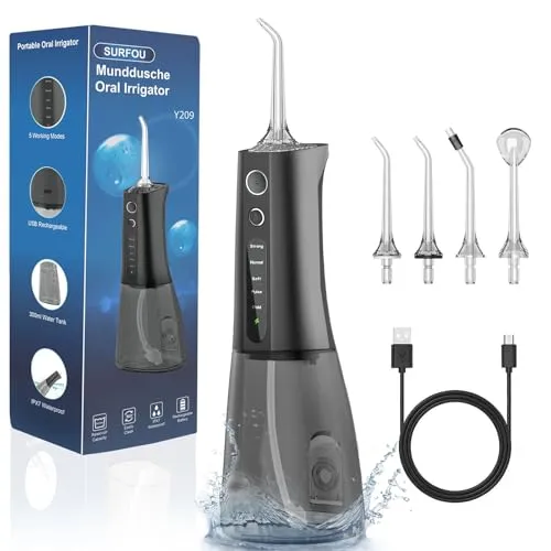 SURFOU Kabellose Munddusche Water Flosser für strahlend saubere Zähne
