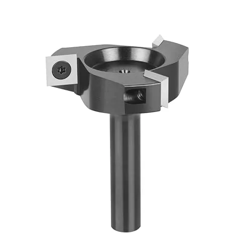 SpeTool Planfräser 12mm Schaft 60mm Durchmesser mit Wendeplatten Präziser Flächenfräser Planfräser für Oberfräse 3 Flöten CNC Schaftfräser Planfräsen Abflachfräser