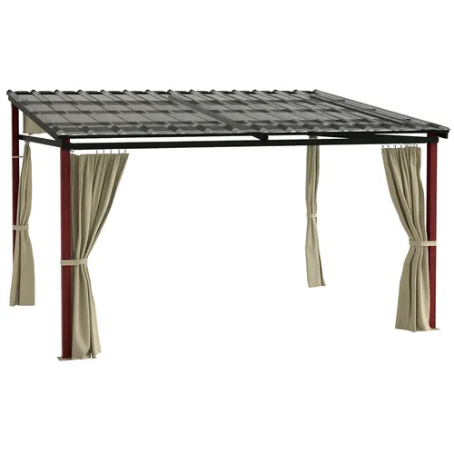Outsunny Pergola mit Polycarbonat und Polyester - Pavillon mit ausziehbarem Sonnendach, robust und anpassbar für optimalen Sonnenschutz oder Schatten - ideal für Garten und Terrasse.