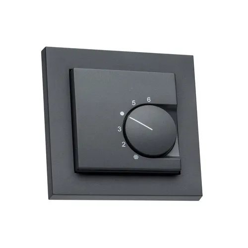 Raumthermostat inkl. Gira E2 anthrazit matt Rahmen 021123 für Fußbodenheizung