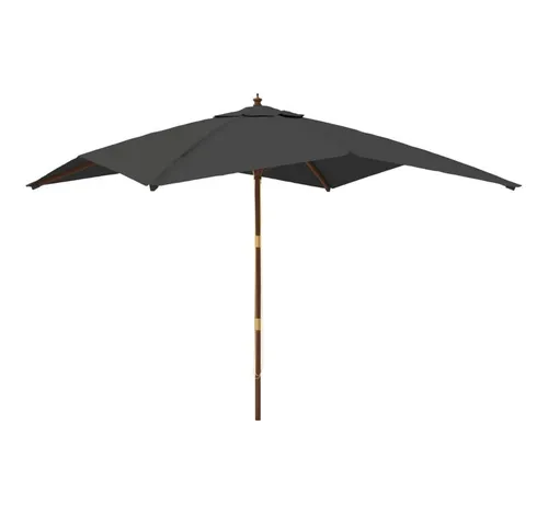 furnicato Sonnenschirm mit Holzmast Anthrazit 300x300 cm - Ideal für den Außenbereich: Dieser stabile Sonnenschirm aus UV-beständigem Polyester bietet zuverlässigen Schutz vor Sonne. Mit praktischem doppeltem Seilzugsystem lässt er sich mühelos öffnen und schließen.