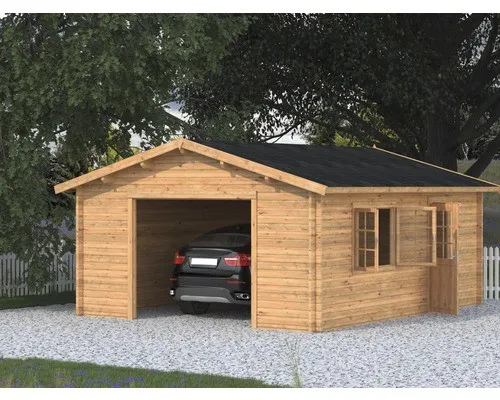 Einzelgarage Palmako Roger 23,9 m² - Robuste Holzgarage ohne Tor - Gartenhäuser, Geräteschuppen & Carports - Satteldach und tauchgrundierte braune Holzoptik bieten optimalen Schutz und ansprechendes Design.