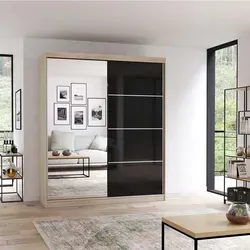 Eleganter Schwebetürenschrank Multi 31 mit Spiegel 183 cm - Schwebetürenschrank in Sonoma/Schwarz, mit großzügiger Spiegelfront und innovativer Schwebetürentechnik für müheloses Öffnen. Ideal für kleinen Raum, schafft optische Weite.