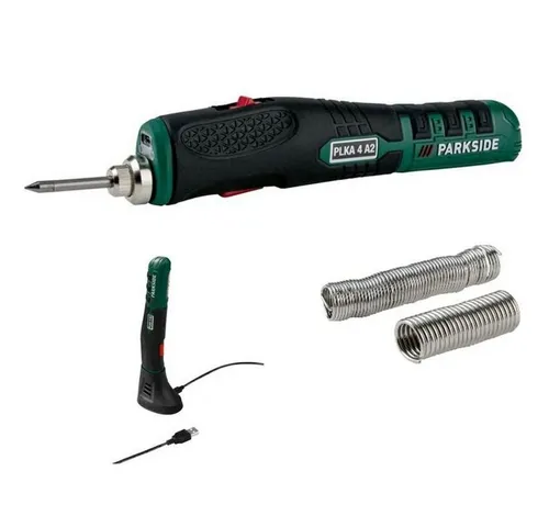 Parkside Lötkolben Akku-Lötkolben PLKA 4 mit gummierter Griffzone, LED-Arbeitsleuchte