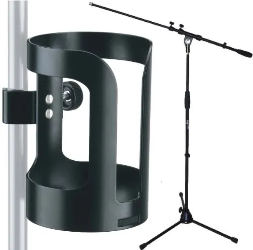 König & Meyer Getränkehalter K&M 16022 mit Mikrofonständer - Halterungen für Musiker, vielseitig und stabil mit gummierter Innenfläche für sicheren Halt von Getränken während Proben und Auftritten.