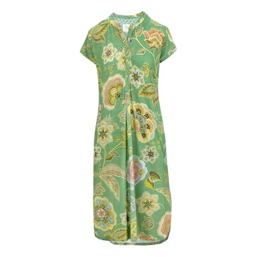 Pip Studio Damen Nachthemd Nachtkleid Dalia Short Sleeve Nightdress Matata, Farbe:Grün, Artikel:-Green, Größe:M