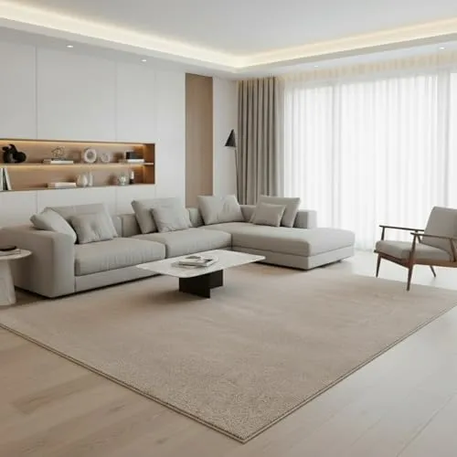 Fashion4Home Einfarbiger Teppich – Beige, 160x230 cm für Wohnzimmer, Kinderzimmer, Büro - Teppich aus 100% hochwertigem Polypropylen, ideal für alle Räume. Langlebig, pflegeleicht und schadstoffgeprüft, sorgt für eine moderne Wohlfühlatmosphäre.