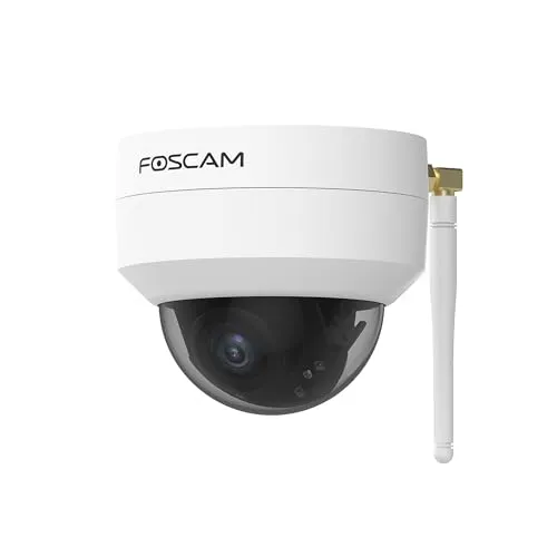 Foscam D4Z IP-Überwachungskamera für den Außenbereich, Anti-Vandalika, IK10, Weiß, 4 Megapixel, Zoom x4, kompatibel mit Alexa, Intelligente menschliche Erkennung