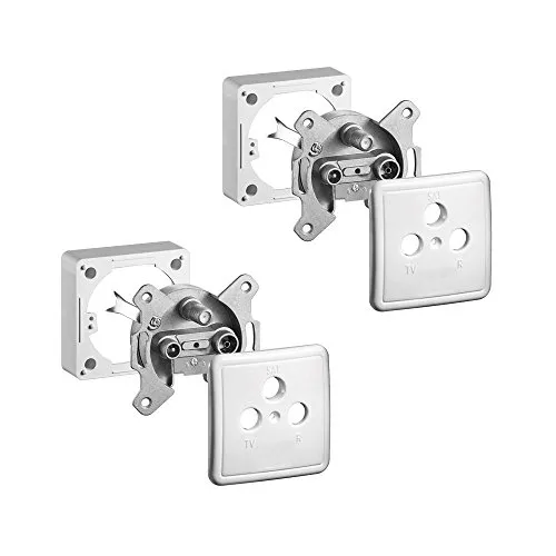 2X ARLI Satdose 3-Fach – Antennendose für Aufputz & Unterputz (Stich- oder Enddose) mit Abdeckung & Rahmen TV Radio SAT DVB-S DVB-T2 Kabel
