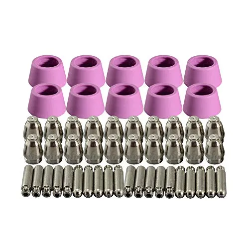 RIVERWELD SG-55 AG-60 Plasmaschneidbrenner Verbrauchsmaterial Zubehör Plasma Elektroden Düse Keramikkappen 60Amp Satz 50 Stück