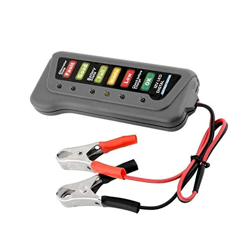 Aofan 12V Auto Batterietester 6 LED Leuchten Digitaler LichtmaschinenTester ，für Auto Motorrad Lichtmaschine Multi Funktionen Tester