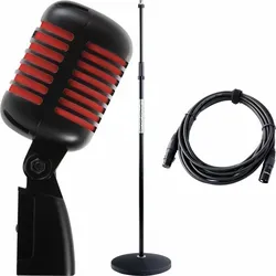 Pronomic DM-66 Elvis Rockabilly Mikrofon Set - Mikrofon für Sprache und Gesang mit vintage 50er Jahre Design, inklusive Mikrofonständer und XLR-Kabel. Perfekt für Rockabilly-Sänger und Elvis-Imitatoren mit hervorragender Klangqualität.