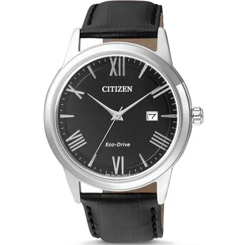 Citizen Quarz Herren Analog Armbanduhr AW1231 _03_5 - Elegante Herren Armbanduhr mit Quarzwerk, 30 m wasserdicht und schwarzem Lederarmband – perfekt für jeden Anlass.