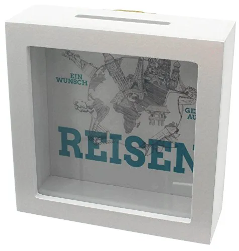 Michel Toys Spardose A Wish Geht Auf Reisen aus Holz