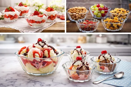 6er Set Dessertgläser 140ml – Glas Schalen für Nachtisch, Eis, Snacks & Kompott