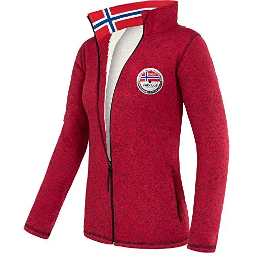 Nebulus Damen Fleecejacke FALLOU, warme Fleece Jacke, mit langem Full-Zip Reißverschluss, rot - XL/42