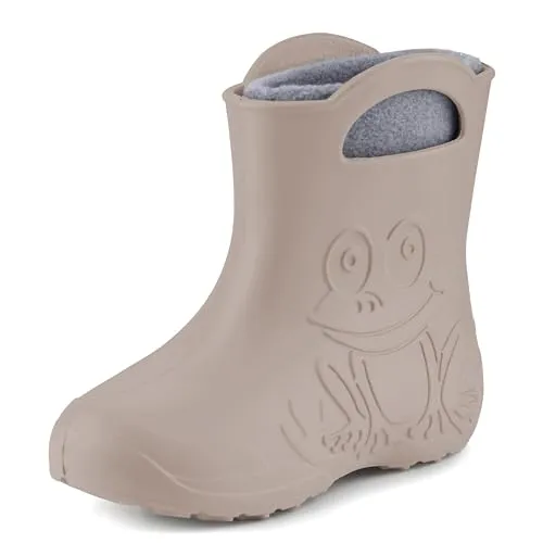 Ladeheid EVA Kinder Jungen Mädchen Gummistiefel Regenschuhe gefüttert LA-CA-03 Hellbeige, 22/23 EU