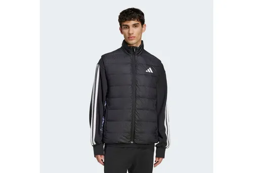 adidas Daunenweste Schwarz - Größe S - Wärmende und winddichte Daunenweste mit Stehkragen und Reißverschluss. Ideal für kühle Tage, bietet sie Komfort und Stil mit einer geraden Passform und edler Label-Stickerei.