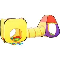 vidaXL Spielzelt mit 250 Bällen - Mehrfarbig 255x80x100 cm - Bällebad für Kinder mit 3-in-1 Design: Würfelzelt, Pyramidenzelt und Spieltunnel, sorgt für stundenlangen Spielspaß und fördert die Kreativität.