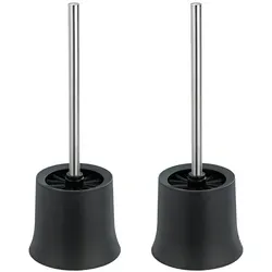 WENKO WC-Garnitur Basic, 2er Set - Eleganter WC-Bürstenhalter aus robustem Kunststoff für Bad und Gäste-WC, inkl. langlebiger Toilettenbürste mit auswechselbarem Kopf. Ideal für jede Einrichtung und leicht zu reinigen.