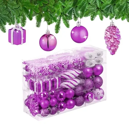 relaxdays Weihnachtsbaumkugel Set 72er, Pink - Weihnachtskugeln im 72er Set für festlichen Baumschmuck. Inklusive glitzernden, matten und glänzenden Kugeln sowie verschiedenen Formen. Einfach aufzuhängen und ideal für eine stimmungsvolle Weihnachtszeit.