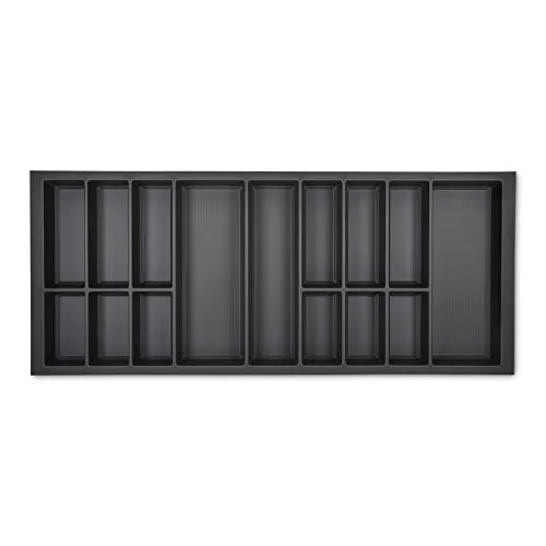 Orga-Box VII Design Besteckeinsatz basaltgrau - Moderne Besteckaufbewahrung für Veriset Küchen, mit rutschhemmender Softtouch-Oberfläche und idealer Facheinteilung für klare Struktur in der Schublade.