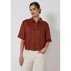 Street One Studio Damen F345412 Leinen-Hemdbluse, Sienna Brown, 46 - Blusen & Tuniken für Damen, leichtes Leinenmaterial für angenehmen Tragekomfort und sommerliche Looks.
