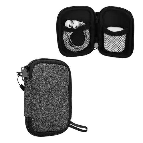 kwmobile In-Ear Kopfhörer Tasche kompatibel mit in-Ear Headphones - Hülle Neopren Cover Case - 6 x 9 cm Innenmaße - Etui in Weiß Anthrazit