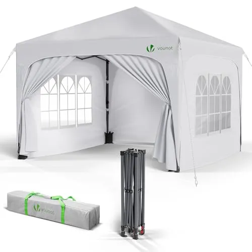 VOUNOT® Pavillon 3x3m mit 4 Seitenteilen & Sandsäcken, Faltpavillon für Gartenpartys