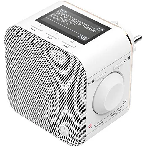 Hama Steckdosenradio DAB+ DAB - Digitalradio mit Bluetooth und AUX, 2 Zoll LCD-Display, ideal für Küche und Badezimmer mit rauschfreiem Klang