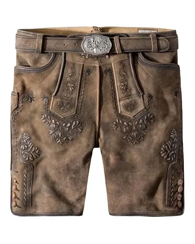 Stockerpoint Artur Herren Trachtenlederhose, Ahorn Gespeckt, 58 - Trachtenlederhose aus hochwertigem Ziegenvelour, inklusive echtem Leder-Gürtel für perfekten Tragekomfort und klassischen Look.