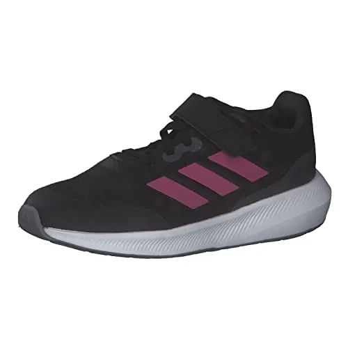 adidas Unisex Kinder RunFalcon 3.0 Elastic Lace Top Strap Shoes, Carbon Black/PULMAG/Grey SIX, 34 EU
