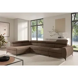 Ecksofa Schlafsofa TORONTO XL - Schokobraun mit Ottomane Links - Sofas & Sessel: Modernes Ecksofa mit Schlaffunktion und einstellbaren Kopfstützen, ideal für große Räume und gemütliche Abende.