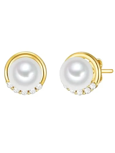 Rafaela Donata Paar Ohrstecker in Gelbgold - Klassisch-zeitlose Ohrstecker aus 925er Sterling Silber, veredelt mit Gelbgold und schimmerndem Perlmutt. Ideal für jeden Anlass – ein Must-Have für Ihr Schmuckkästchen!