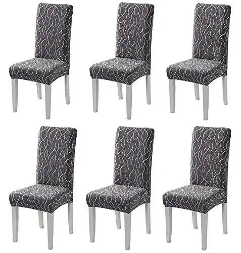 Layack Stuhlhussen 6er Set Elastische Moderne Beschützer Stuhlhussen, Abnehmbarer Waschbarer Stühle Schutz Dekoration Stuhlbezug für Esszimmer, Hotel, Bankett, Hochzeit, Partys Deko