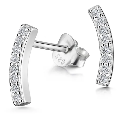 MATERIA Damen Ohrstecker Bogen Zirkonia Ohrringe 925 Silber rhodiniert