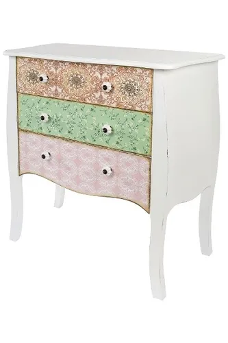 Kommode Paisley mit 3 Schubladen  MDF Bunt