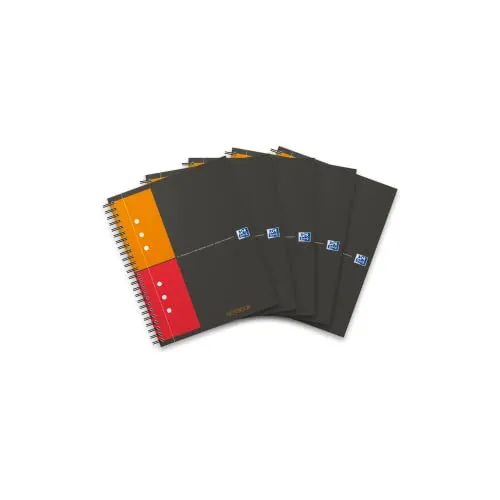 Oxford Notebook International A5 - 5er Set kariert, 160 Seiten mit stabilem Kartondeckel und perfektem Schreibkomfort