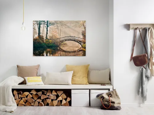A.S. Création Leinwandbild Park Bridge, Kinder, Kunst, Wald (1 St), Bild mit Brücke Keilrahmen Leinwand-Bild Wohnzimmer modern Wandbild