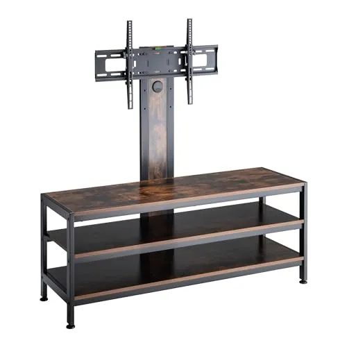 pro.tec Fernseher Halterung Stockholm mit Fernsehtisch - Multifunktionale TV-Halterung für Bildschirme bis 70 Zoll, max. VESA 600x400 mm, bis 40 kg Tragfähigkeit, inklusive offenen Staufächern für optimale Organisation.