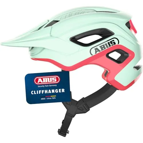 ABUS MTB-Helm Cliffhanger - Mintgrün/Pink, Größe L - Unisex Fahrradhelm für anspruchsvolle Trails mit großen Lüftungsöffnungen für optimale Belüftung und einem Fidlock-Magnetverschluss für schnellen, einhändigen Verschluss.