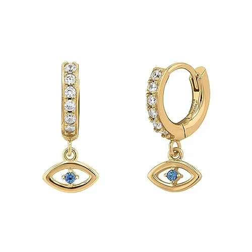 Noelani Paar Creolen mit Türkischem Auge und Zirkonia - Creolen aus hochwertigem 925 Sterling Silber mit funkelndem Evil Eye Anhänger, ideal für modischen Damenschmuck, der deine Persönlichkeit unterstreicht.