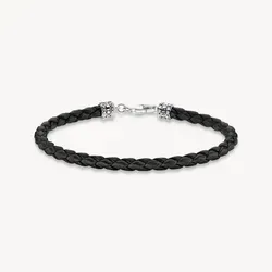 Thomas Sabo Armband schwarz 925 Sterling Silber A2011-682-11-L19 - Elegantes Damenarmband aus geflochtenem Nappalede, ideal für stilvolle Kombinationen und als einzigartiges Geschenk für besondere Anlässe.