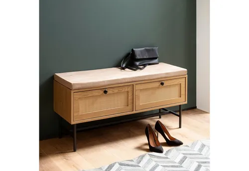 FINEBUY Schuhbank FB104622 - Gepolsterte Garderobenbank mit Stauraum - Schuhbänke aus hochwertiger Spanplatte mit modernem Design, ideal für Flure. Praktischer Stauraum und bequeme Polsterung für einen stilvollen Eingangsbereich.