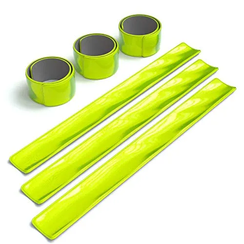 EAZY CASE 6X Reflektorband, Reflektoren Set, reflektierendes Schnapparmband, Sicherheitsarmband, Reflektorenbänder - ideal zur Erhöhung der Sichtbarkeit, Neon Gelb