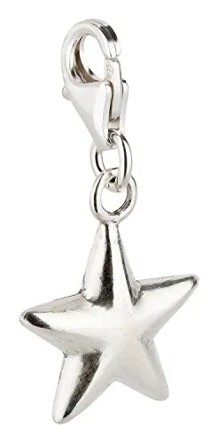 7K Unisex Charm Anhänger Stern aus 925 Sterling Silber (14x14mm, einseitig bearbeitet)