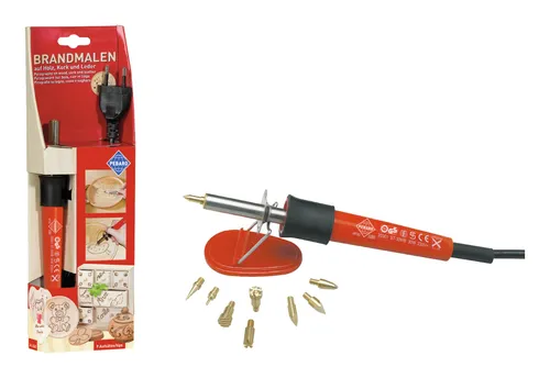 Pebaro Brandmalkolben-Set mit 9 Aufsätzen - 0260 - Brandmalkolben für kreative Holzgestaltung, inklusive 9 vielseitiger Aufsätze für präzise und individuelle Designs.