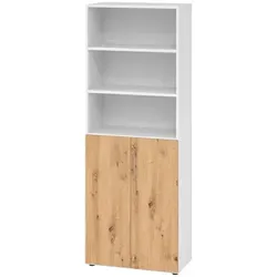bümö smart Kombischrank - 3 plus 3 Ordnerhöhen - Küchenregale mit Höhenjustierung für kippelfreien Stand und 10x schnelleren Aufbau dank Threespine-Klicksystem - ideal für flexible Büroumgebungen.