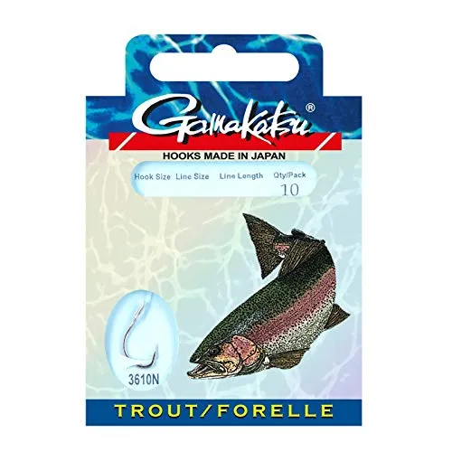 Gamakatsu Gebundene Haken BKD-3610N Forelle Gr. 6, 75cm -