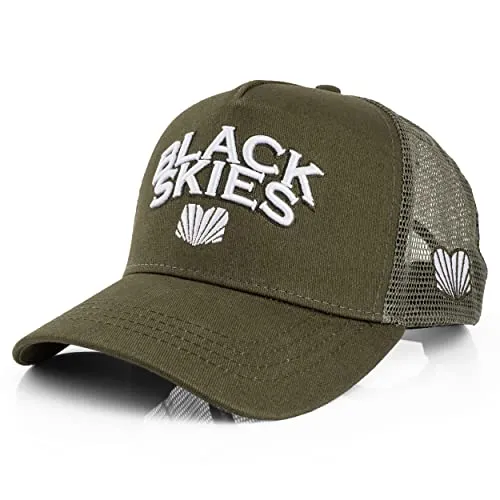 Blackskies® Team Baseball Cap - Premium Snapback für Herren und Damen - Klassische Trucker Cap in Olive, stylisch und vielseitig kombinierbar. Einheitsgröße, verstellbar für optimalen Tragekomfort. Klimaneutral produziert für nachhaltigen Streetwear.
